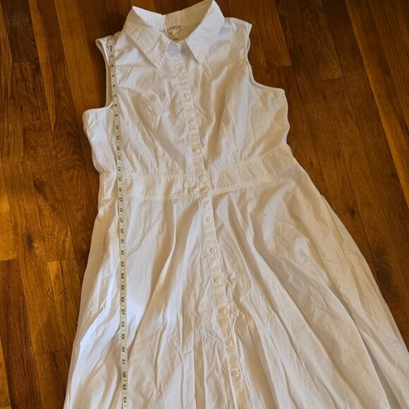 VENUS Dresses & Skirts - White Cotton Long Button-down Sleeveless Shirt Dress Size 16